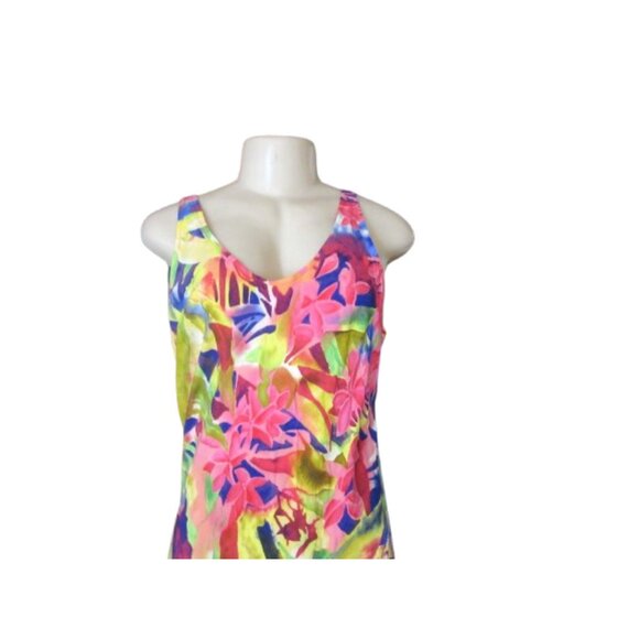 Jams World Hawaiian Tropical Print Sleeveless High-Low Hem Dress Size M - Picture 3 of 9